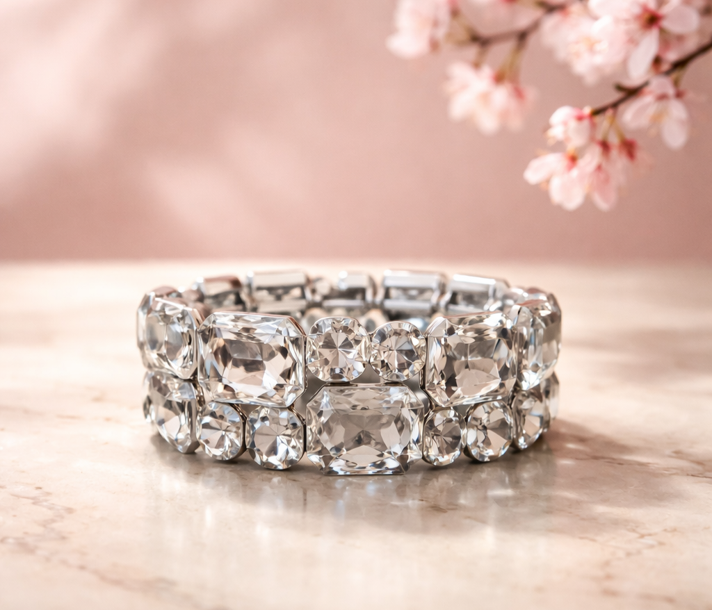 Chunky Mirrored Stretchy Crystal Bracelet