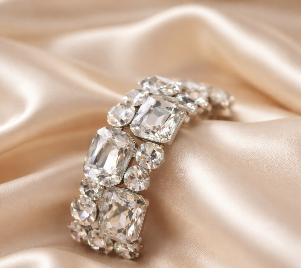 Chunky Mirrored Stretchy Crystal Bracelet