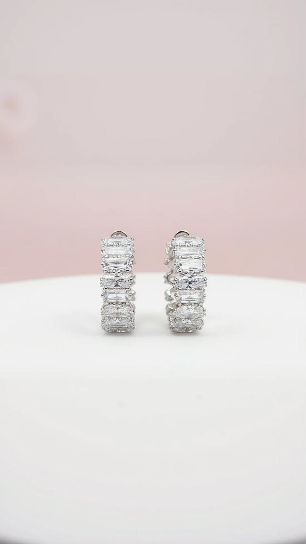 Baguette Cut Crystal Huggie Earrings