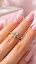 Double Square Sparkle Free Size Stacking Ring