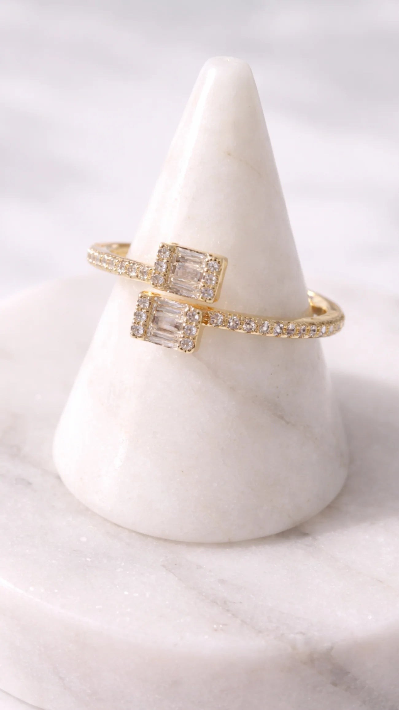Double Square Sparkle Free Size Stacking Ring